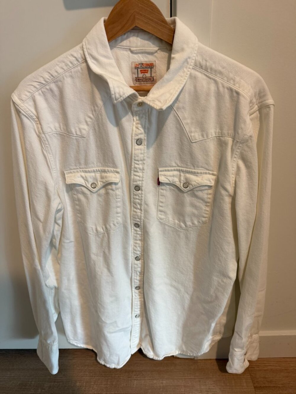 Levi's Barstow Western Pearl Snap Denim Shirt White Size L